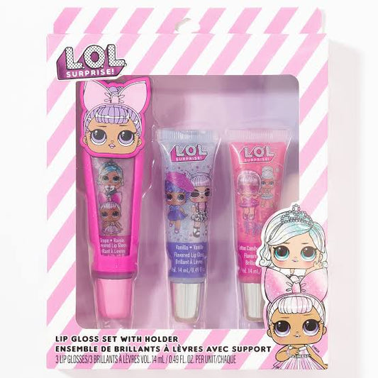 Claires LoL suprise lip gloss set with holder