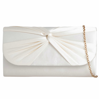 Amazon UK Satin Pleated Ivory / Off White Ladies Clutch Bag