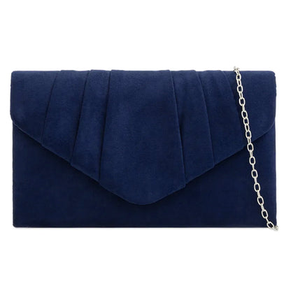 Amazon UK Navy Suede Pleated Ladies Clutch Bag