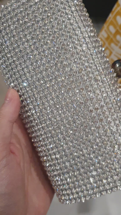 Koko Uk Diamante Rhinestone Ladies Clutch Bag Silver