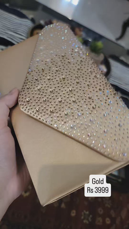 Amazon UK Beige Ladies Clutch Bag Rhinestones Gold