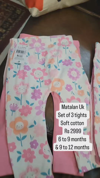 Matalan girls set of 3 tights/leggings cotton