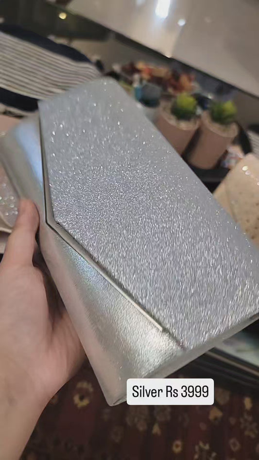 Amazon UK  Ladies Clutch Bag silver glitter