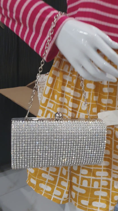 Koko Uk Diamante Rhinestone Ladies Clutch Bag Silver
