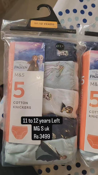 M&S 🇬🇧 girls frozen set of 5 cotton knickers