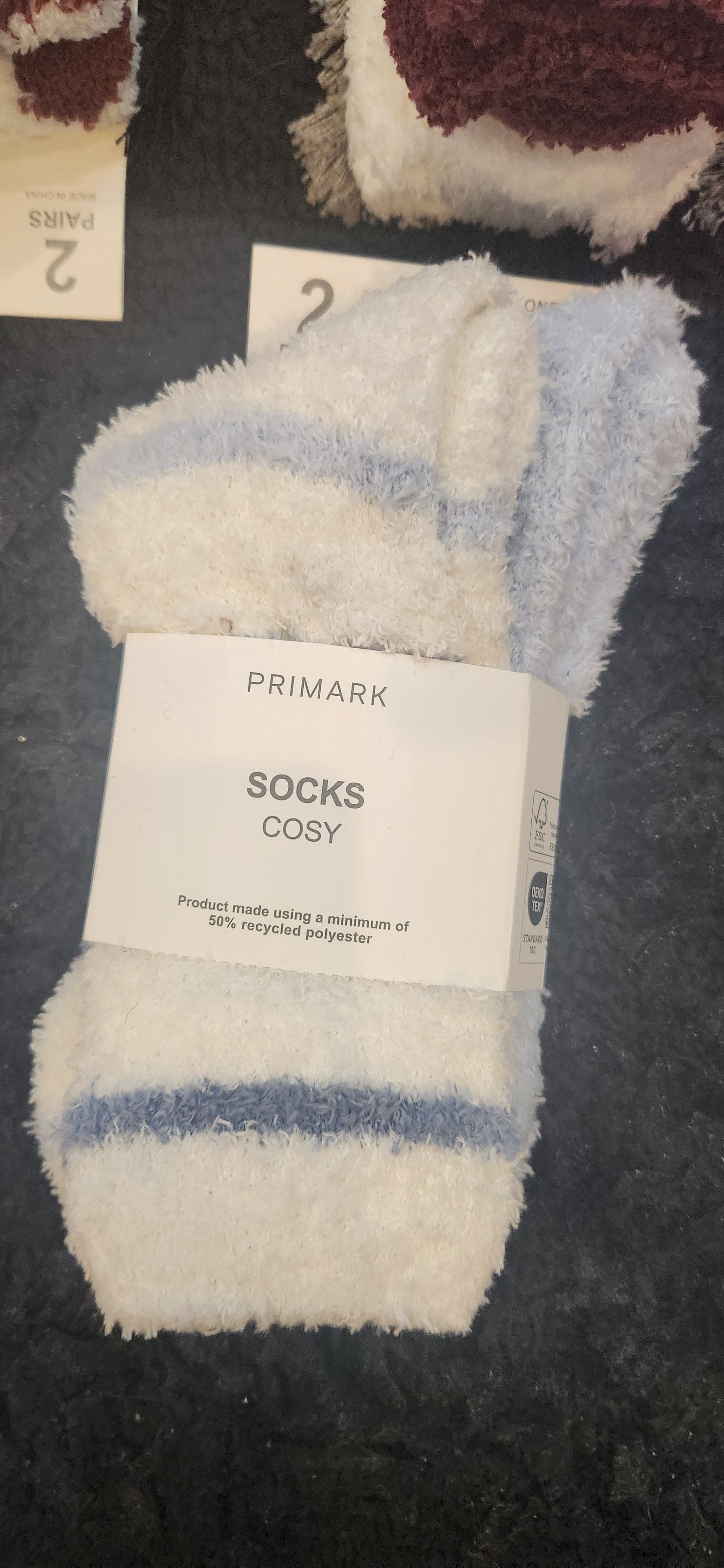 Primark ladies winter fleece cozy socks one size 2 pairs