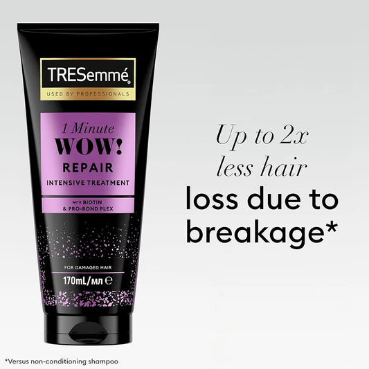 TRESemmé 1 Minute WOW Repair Intensive Hair Treatment with Biotin & Pro-Bond Complex for damaged hair 170ml from boots uk