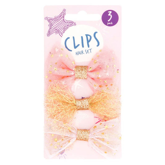 Uk set of 3 girls glitter hair clips