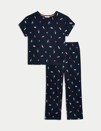 M&s uk Pure Cotton Printed Pyjama Set medium 12-14