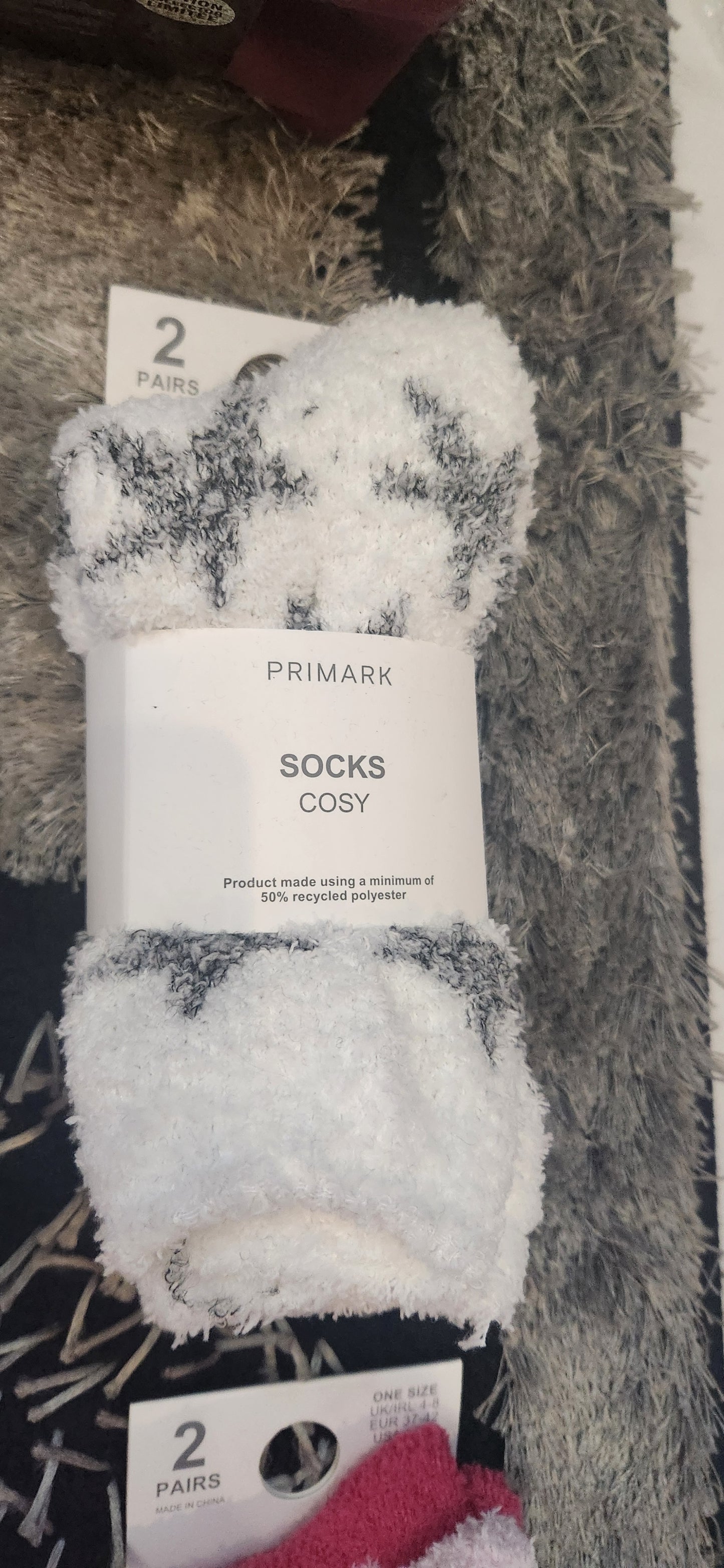 Primark ladies winter fleece cozy socks one size 2 pairs