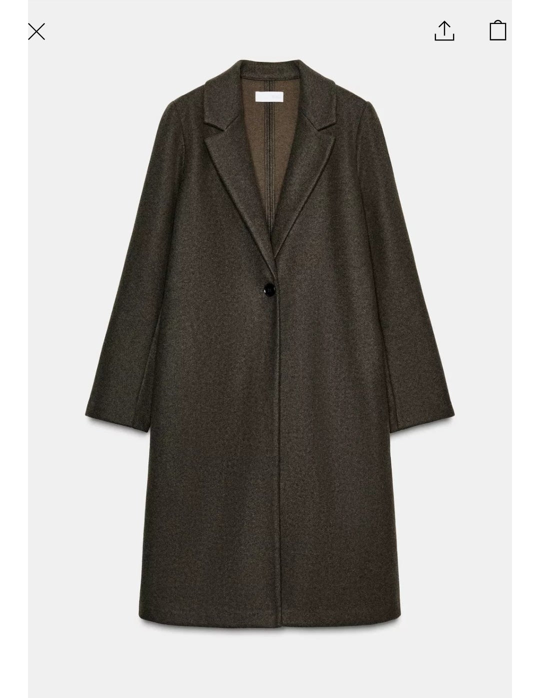 Zara Uk  women basic long coat open one button new with tags
