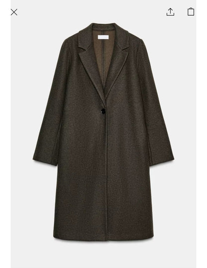 Zara Uk  women basic long coat open one button new with tags