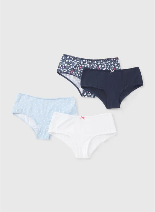 4 Pack Navy Daisy Print Briefs women underwear