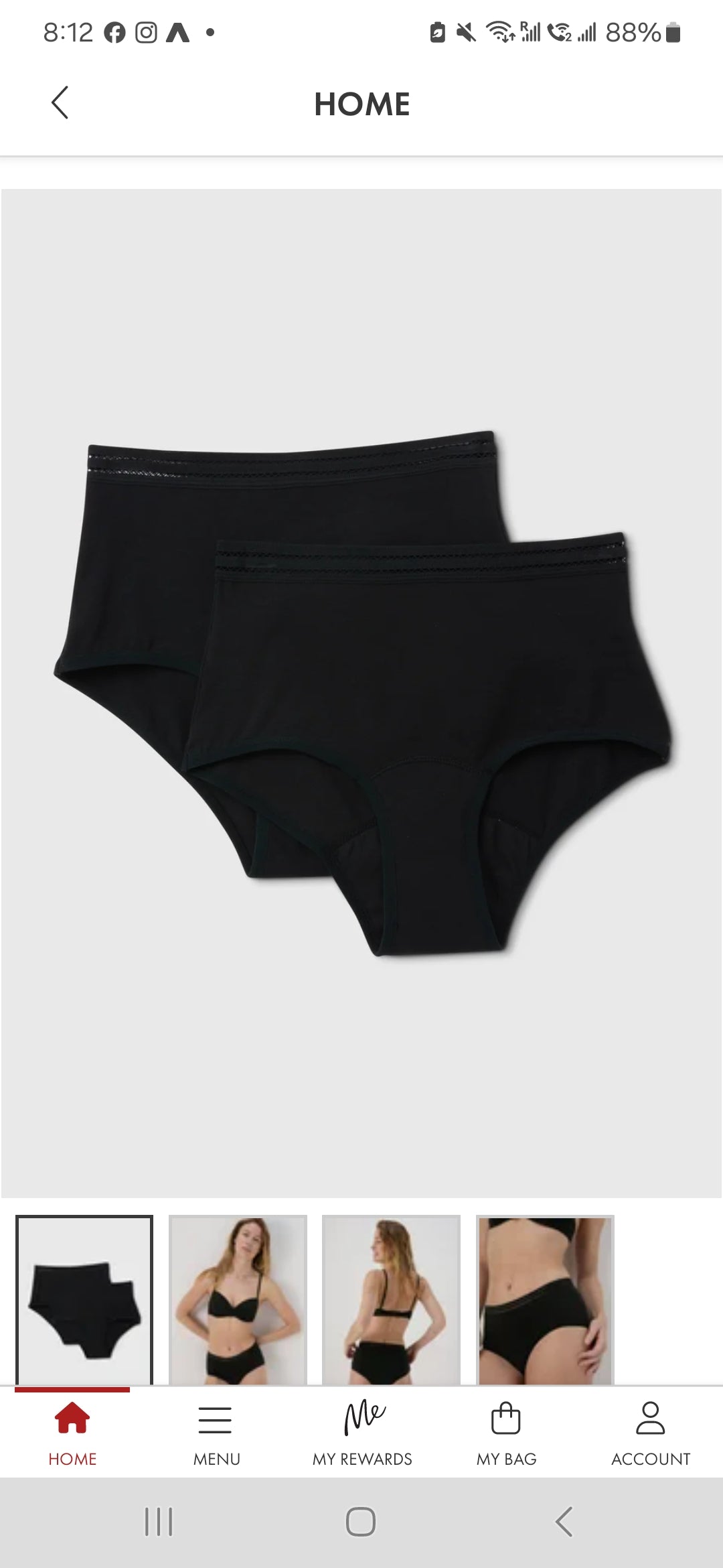 Matalan 2 Pack Black Period Full Briefs