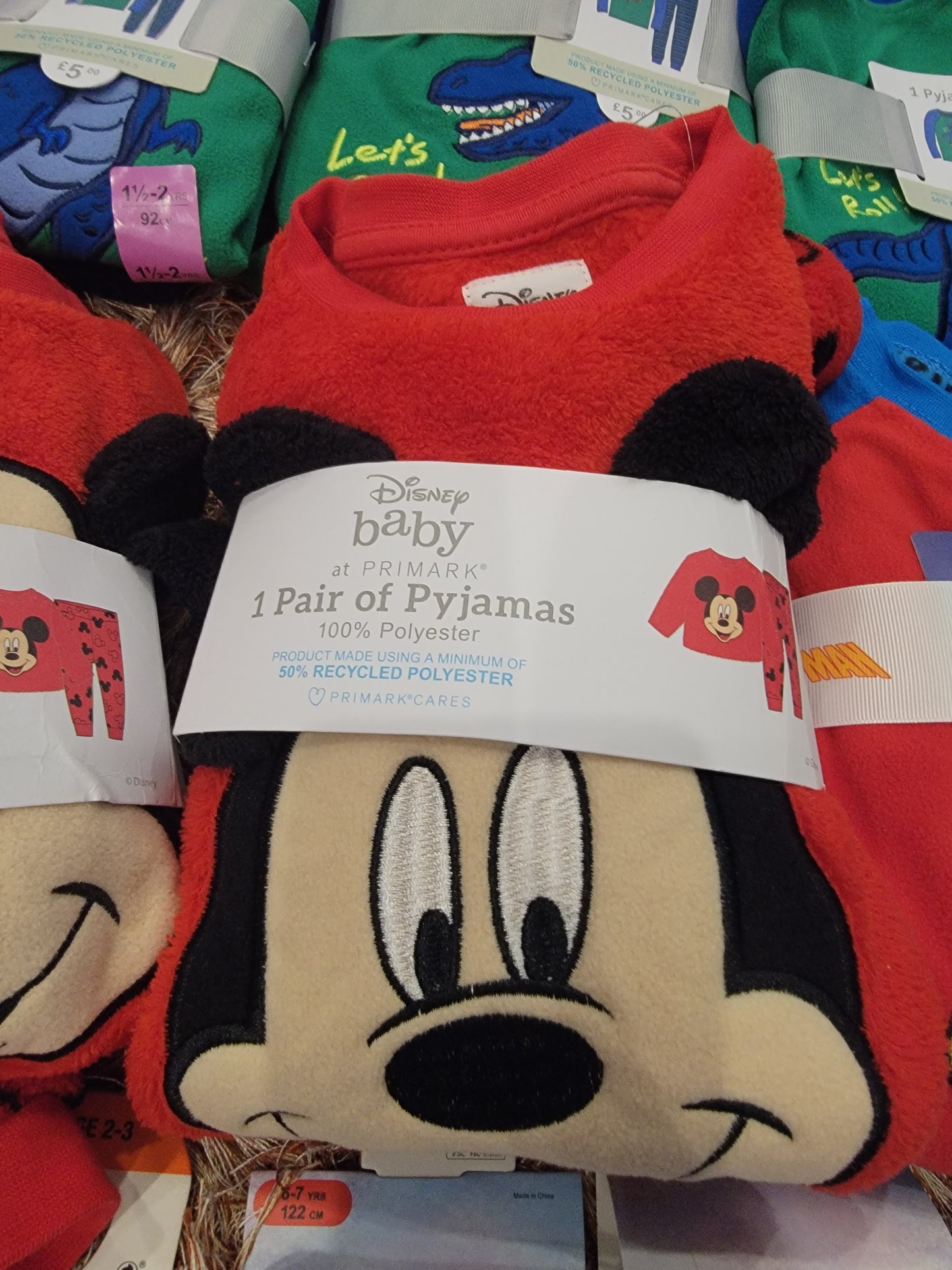 Primark Uk  fleece top pyjama pj set Mickey mouse disney