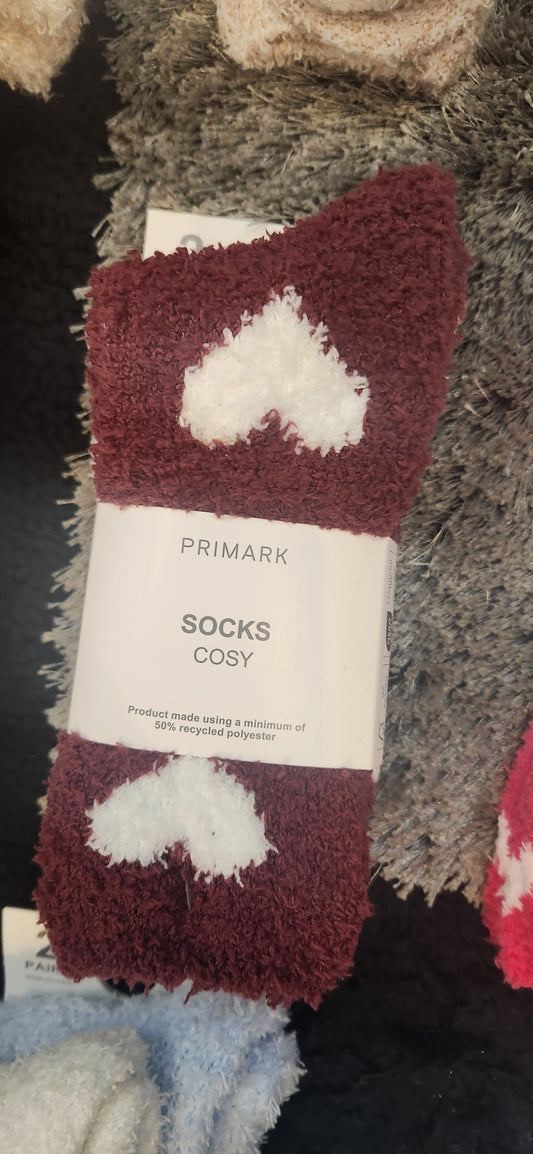 Primark ladies winter fleece cozy socks one size 2 pairs