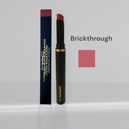 MAC Powder Kiss Velvet Blur Slim Stick - Brick Through for Women - 0.7 oz Lipstick