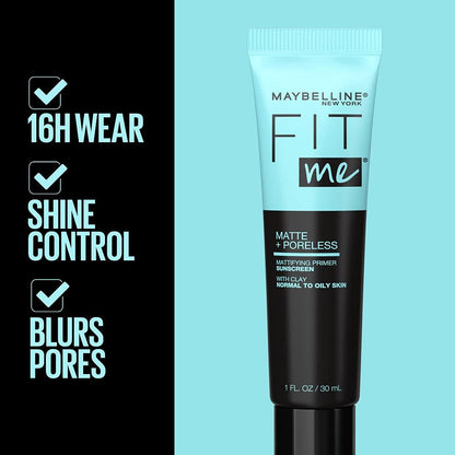 Maybelline New York Fit Me Matte + Poreless Mattifying Face Primer Makeup With Clay