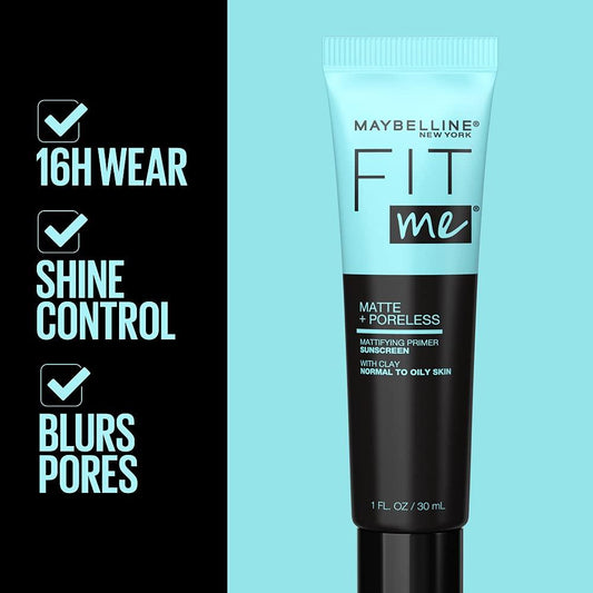 Maybelline New York Fit Me Matte + Poreless Mattifying Face Primer Makeup With Clay