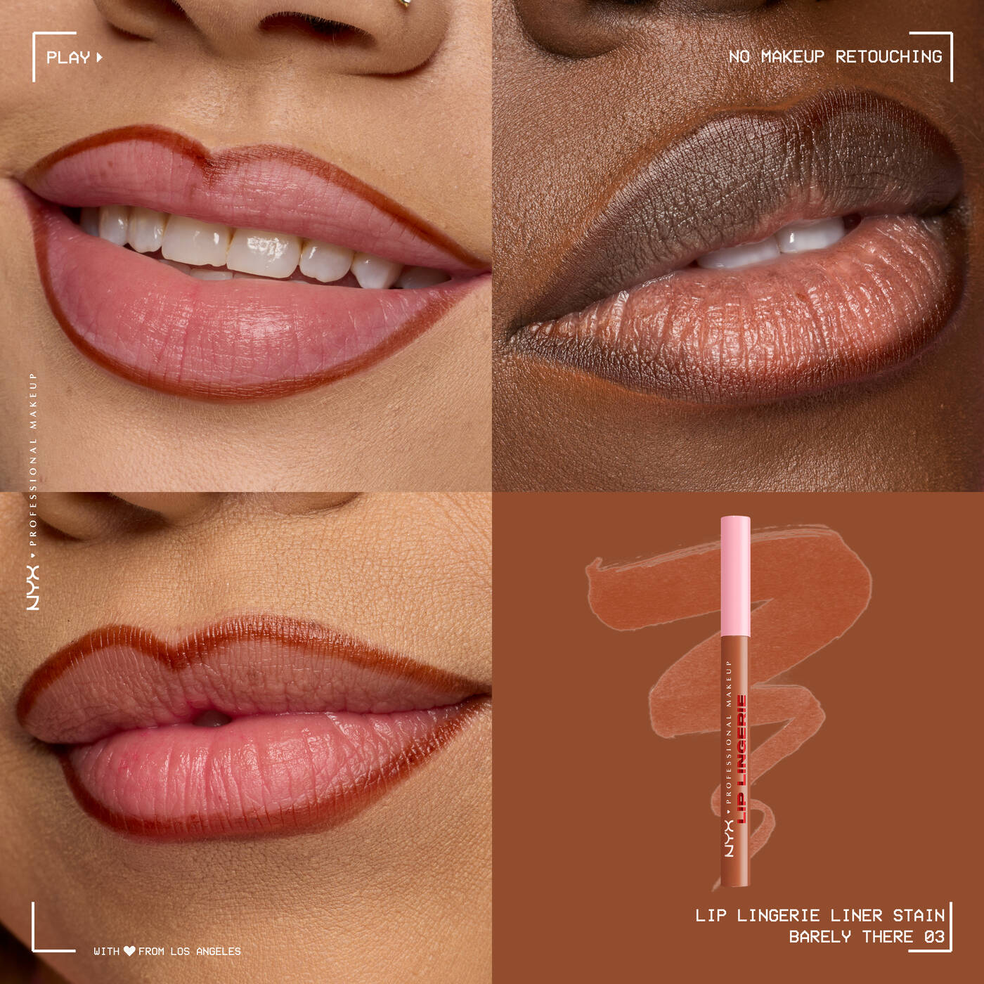 Nyx Lip Lingerie Lip Liner Stain shade barely there peachy Nude