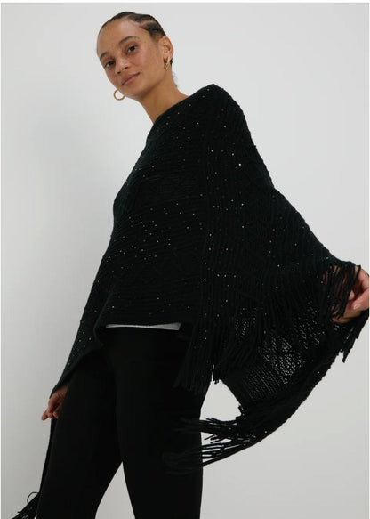 Matalan Uk Black Sequin Poncho shawl