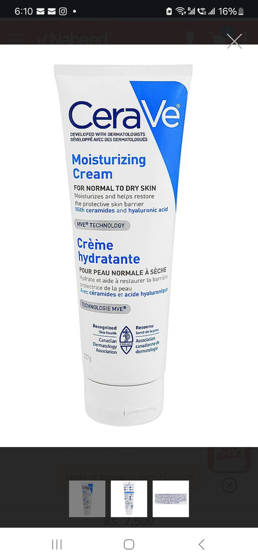 CeraVe Hyaluronic Acid Moisturizing Cream, For Normal To Dry Skin, 227g