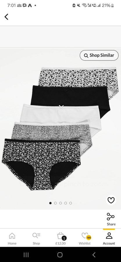 George women  Floral Picot Trim Short Briefs 5 Pack