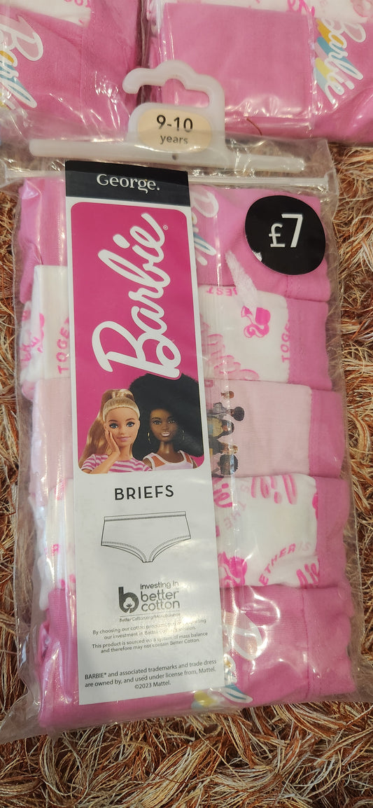 George uk girls set of 5 cotton barbie breifs underwears cotton