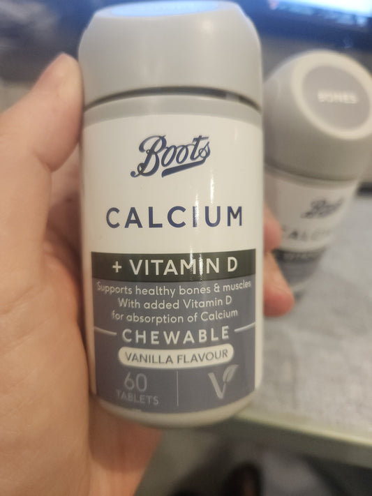 Boots Uk calcium with vitamin D   60 chewable Tablets expiry 7/26
