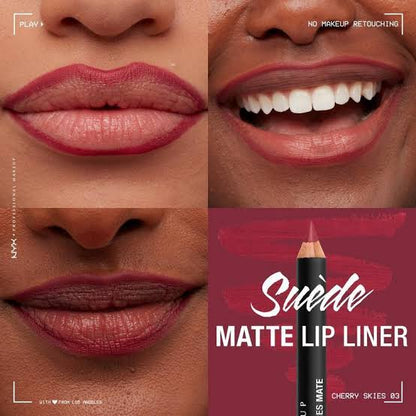 NYX Professional Makeup
 
Suede Matte Lip Liner Velvet Soft Vegan Lip Pencil cherry skies