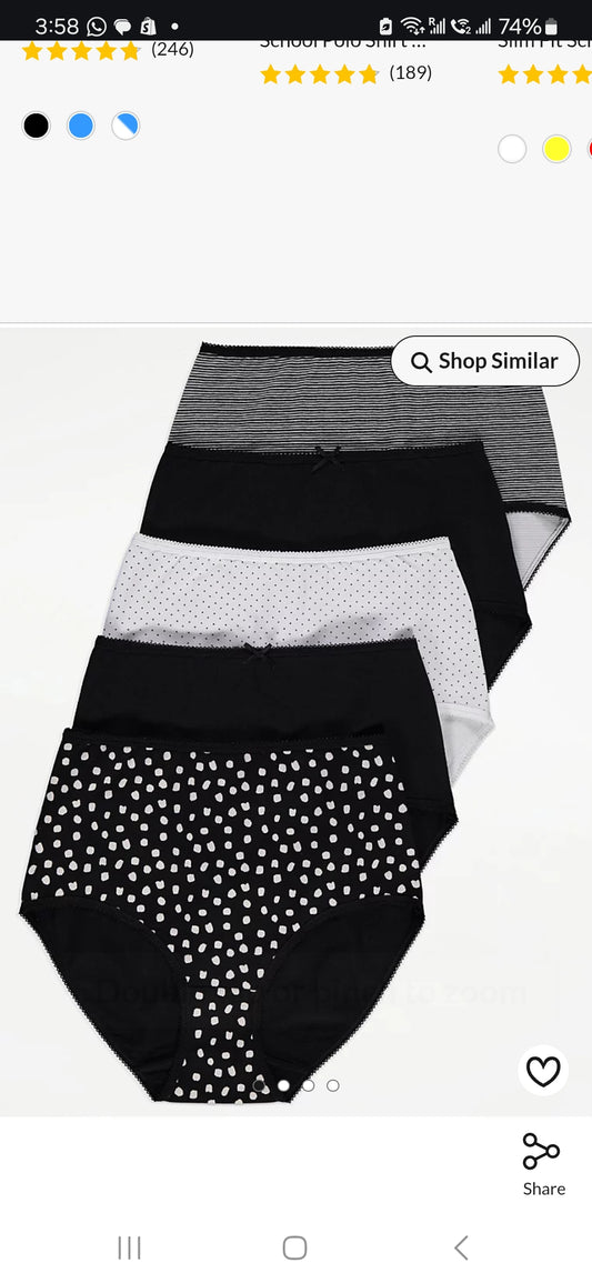 George uk women pack of 5 short style breifs