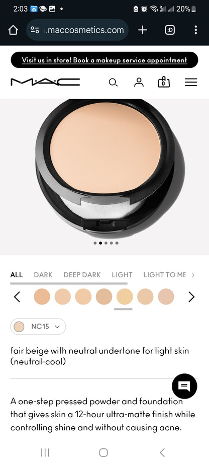 Mac cosmetics canada Studio Fix Powder Plus Foundation