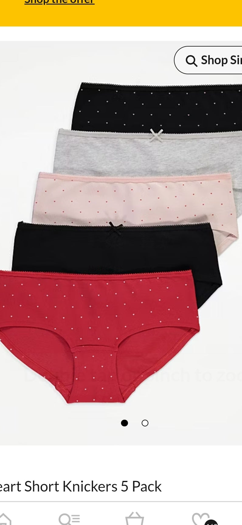 George uk short style breifs Heart Short Knickers 5 Pack underwears women size 10