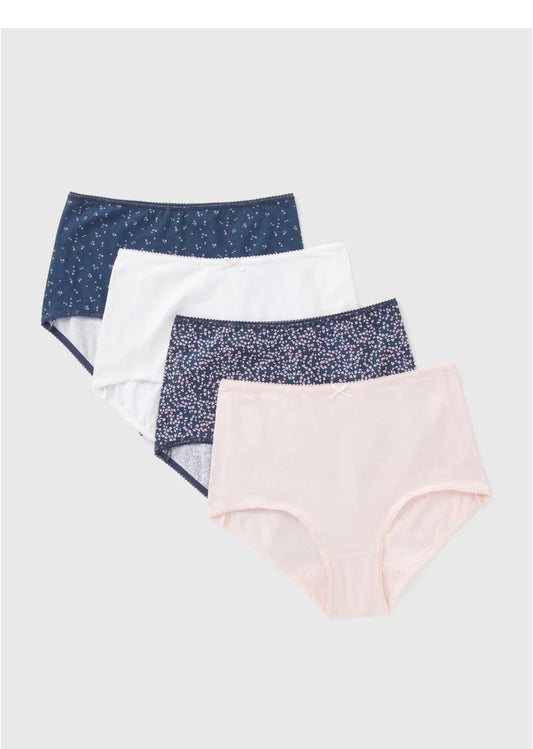 4 Pack Multicolour Daisy Print Full Knickers Underwear