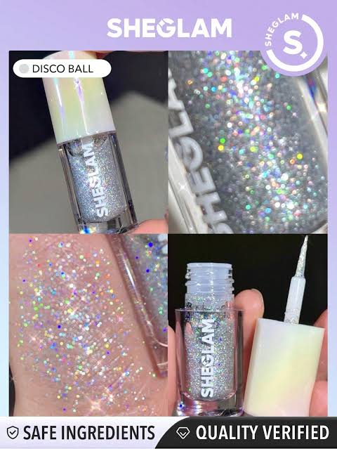 SHEGLAM Party Glitter Liner-Disco Ball  Liquid Eyeshadow Gel Silver High Shine Long Lasting Highly Pigmented Long Wear Liquid Liner