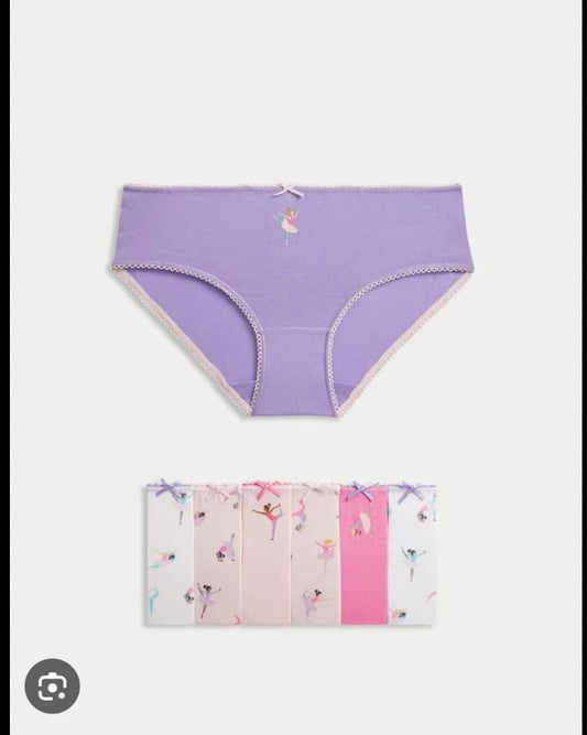 M&S Girls Cotton with Stretch Ballerina Knickers breifs pack of 7 underwear