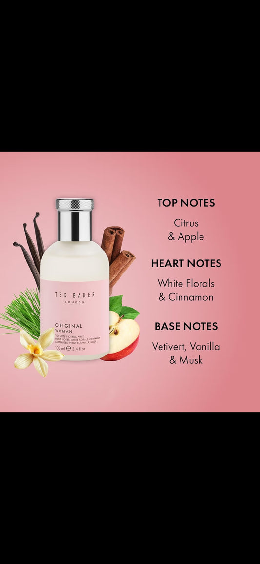 Ted Baker Woman Pink Eau de Toilette Floral Green & Fruity Perfume for Women with Peach, Bergamot, Apple, Tangerine Musk & Vanilla,Gift Idea, 3.38 fl oz / 100ml