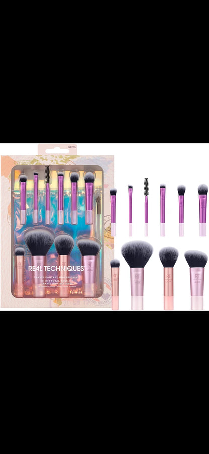 real techniques travel fantasy 11 pcs mini makeup brushes set eyeshadow highlight contour powder concealer brush travel size brush and cosmetic bag