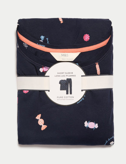 M&s uk Pure Cotton Printed Pyjama Set medium 12-14