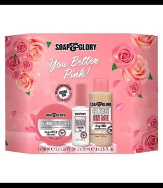 Soap and glory pink set