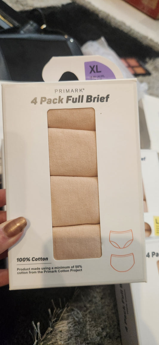 Primark ladies 4 pack underwears full  brief nude color