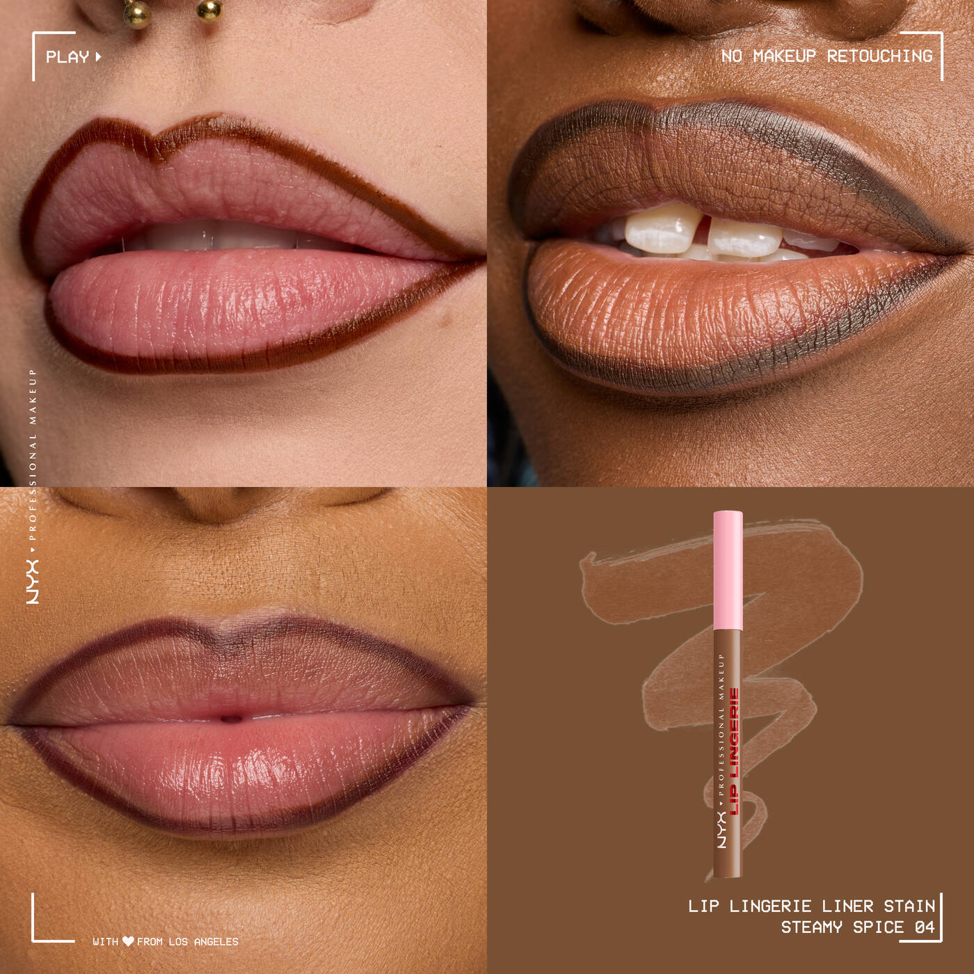 Nyx Lip Lingerie Lip Liner Stain shade steamy spice warm brown
