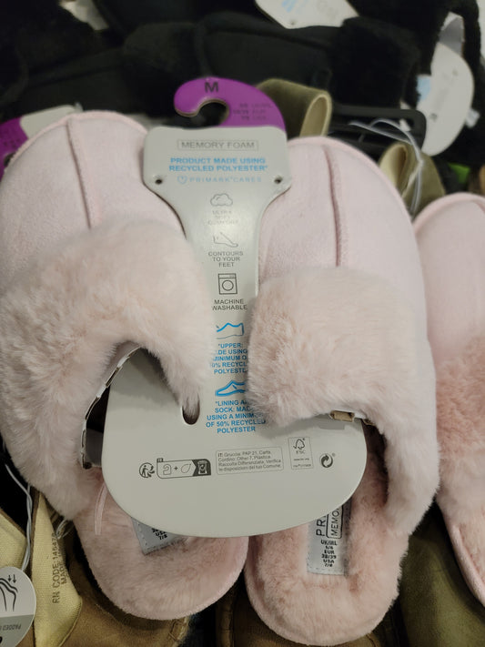 Primark women winter fluffy slippers memory foam pink