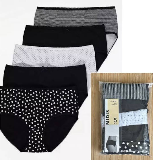 George uk women pack of 5 midis breifs underwears