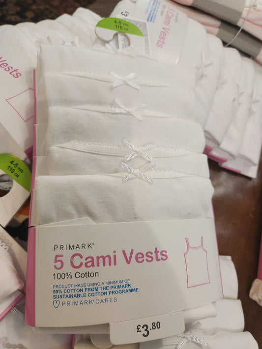 Primark Uk pack of 5 girls cami vests