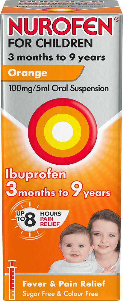 Children
Nurofen for Children 3 months to 9 years – Orange 100mg/5ml Oral Suspension