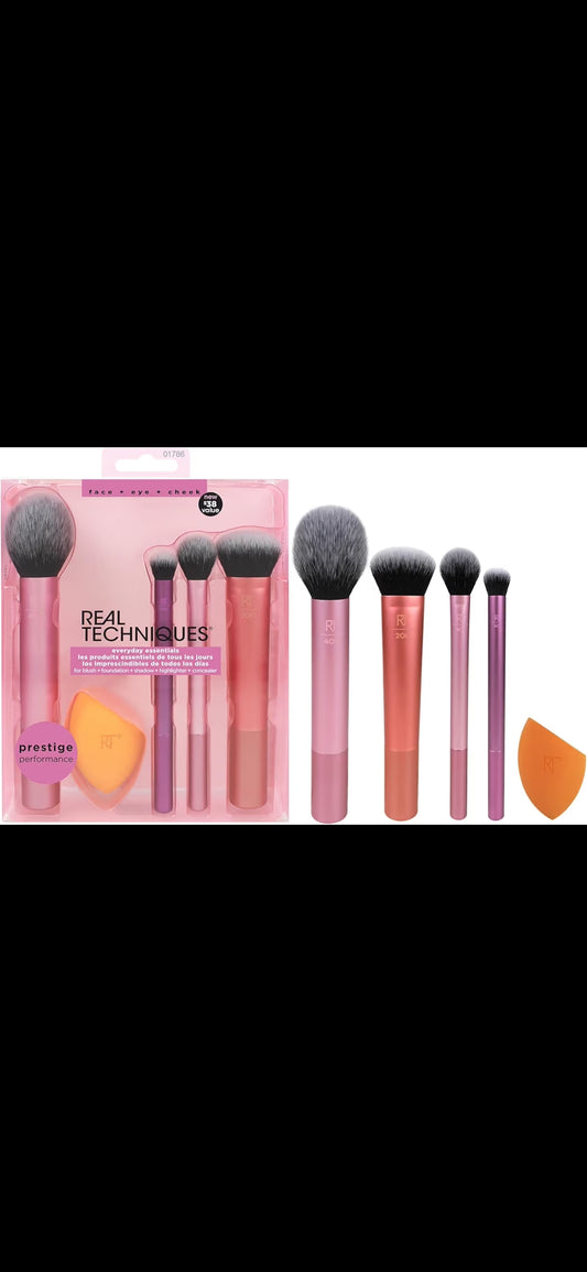 Real Techniques Everyday Essentials + Makeup Sponge Kit, 4 Makeup Brushes set from official store ✨️Uk