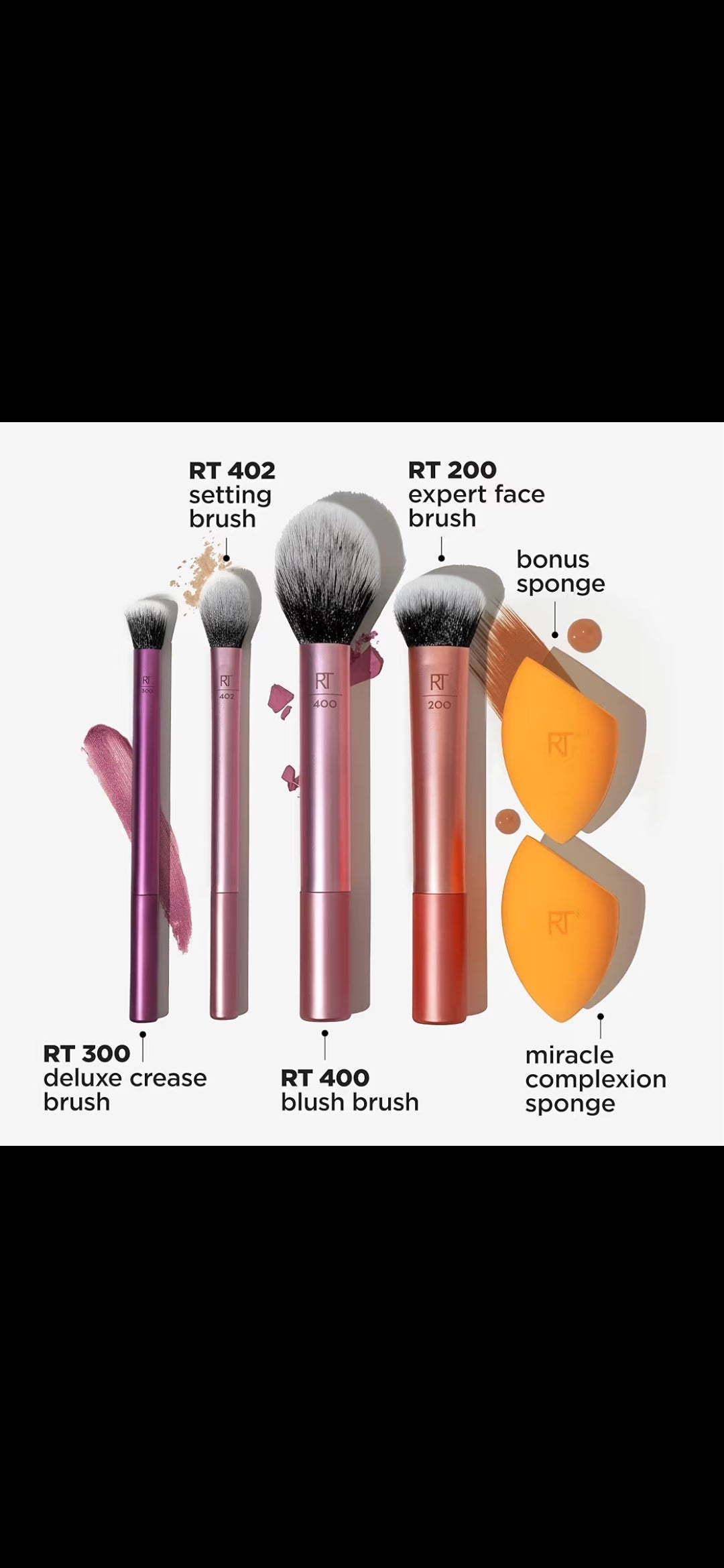 Real Techniques Everyday Essentials + Makeup Sponge Kit, 4 Makeup Brushes set from official store ✨️